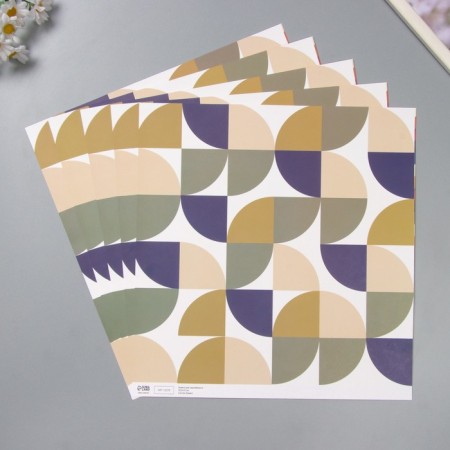 Scrapbooking paper bilateral "snake and bright circles" density 180 grams set 5 pcs 30.5x32 cm-2