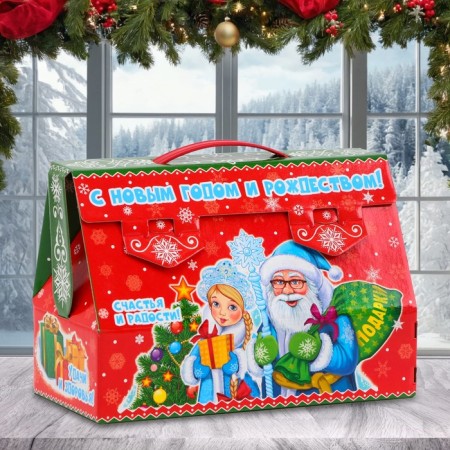 Gift box New Year Santa Claus and Snow Maiden 17.5 x 25 x 12.5 cm