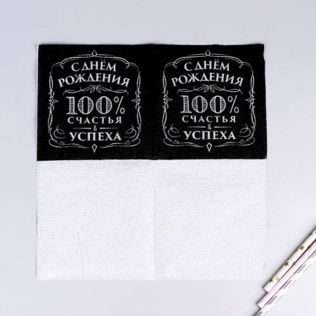 Paper napkins “Happy birthday”, 100% happiness, single -layer, 24x24 cm, set 20 pcs.-2