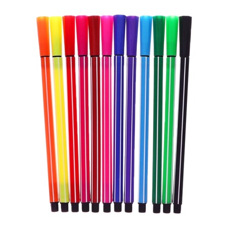 Flomasters 12 colors in the tube of the Coala green, ventilated cap-1