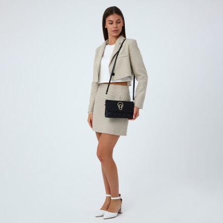 Bag-clate on magnet, long belt, black color-8