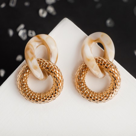Earrings Assorted "Infinity" interweaving, beige color-1