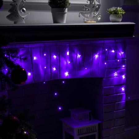 Garland "fringe" 1.8 × 0.5 m, IP20, dark thread, 48 LED, purple glow, 8 modes, 220 V-1