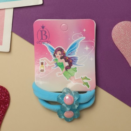 Hair gum "Fairy" (set 2 pcs) Flower, 4 cm, blue