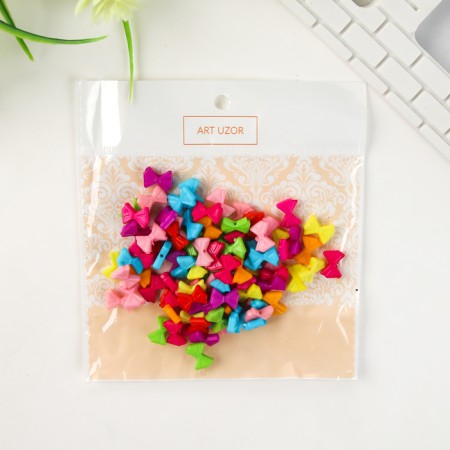 Beads for creativity plastic "Bright bows" set of 120 pcs 0.2x1x0.7 cm-3