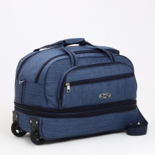Road bag on wheels, a lightning department, with an increase, an outer pocket, blue color