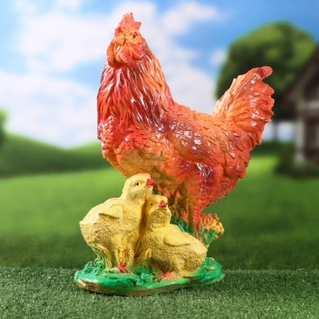 Garden figure "Chicken with chickens" 33x28x14cm