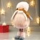 Interior doll "Girl in a pink fur coat and in a hat with ears" 38x11x16 cm
