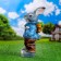 Garden figure "Bunny with carrots and backpack" 43cm
