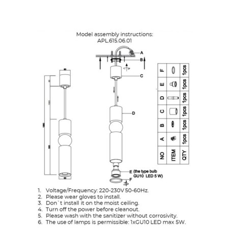 Suspended lamp Brizhit GU10 5W-9