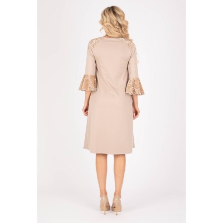 Women's dress, size 48, beige color-5