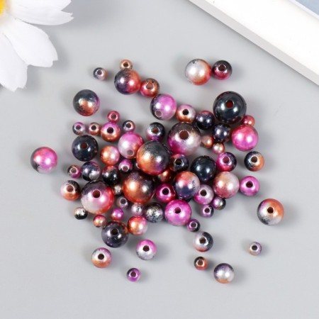 Beads for creativity plastic "Round. Gradient. Mermaid Bordeaux" d = 3-8mm, set 10 grams