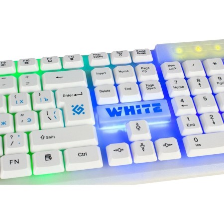 Keyboard Defender Dark White GK-172, Game, Wending, Lighting, 104 Key, USB, White-5
