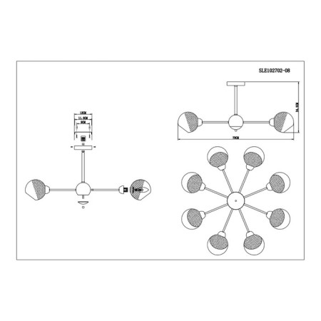 Ceiling EVOLUCE lamp. Sle102702-08. Giorte. 8x40 watts, E14, 79x79x34.5 cm, chromium color-9