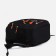 A backpack with a zipper, 3 outer pockets, black/orange color