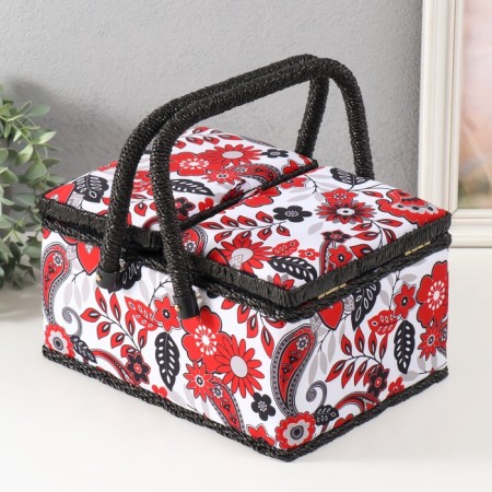 Casket for needlework "Folk Flower pattern" 19x26x14.5 cm-7