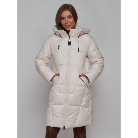 Coat insulated winter female, size 44, beige color-21