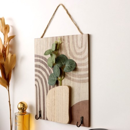 Decorative wood hooks "Abstraction. Rectangle. Flower" 1.5x19.5x23.5 cm-1