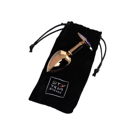 Anal traffic jam, metal, golden, with an amethyst crystal, 7 cm, d 2.8 cm, 50 g-5