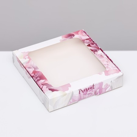 Self -assembly box, "peonies", 16 x 16 x 3 cm-1