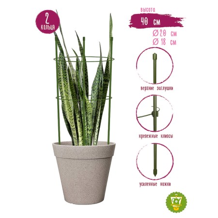 Support for plants, 2 rings, h = 40 cm, d = 20 cm, metal-3