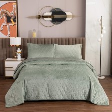 The bedspread and pillowcase 