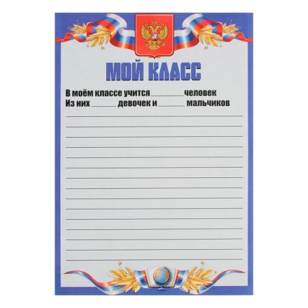Lesets sheets for a schoolboy portfolio, 30 sheets (title, content, 28 sections) "Russian schoolboy", in a folder-8