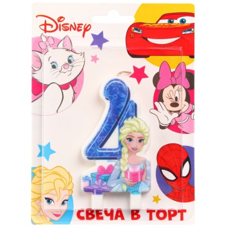 Candle in cake number 4 "Happy Birthday", cold heart, 8.5 × 5 cm-3