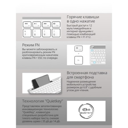 Keyboard A4Tech FSTYLER FK25 White/Gray USB Slim-4
