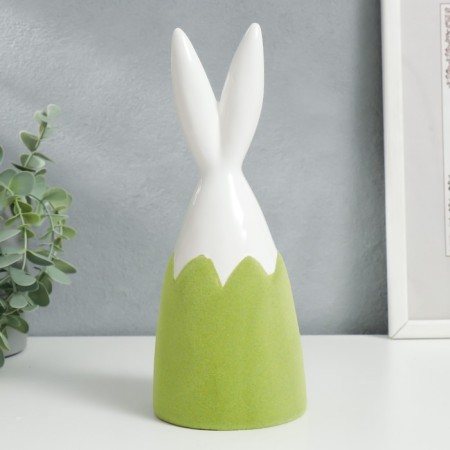 Souvenir Ceramics "Bunny in the shell" Green phlock 22.2x8.7x8.7 cm-2