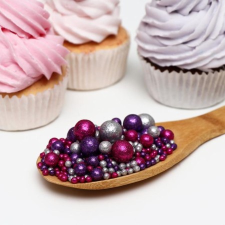 Sprinking confectionery with glitter "Brill": silver, purple, fuchsia, 1.5 to-1