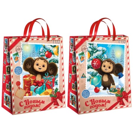 New Year. Gift package, 40x49x19 cm, packaging, Cheburashka-1