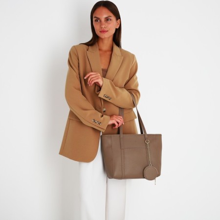 Bag Female Tout with zipper, beige color-8