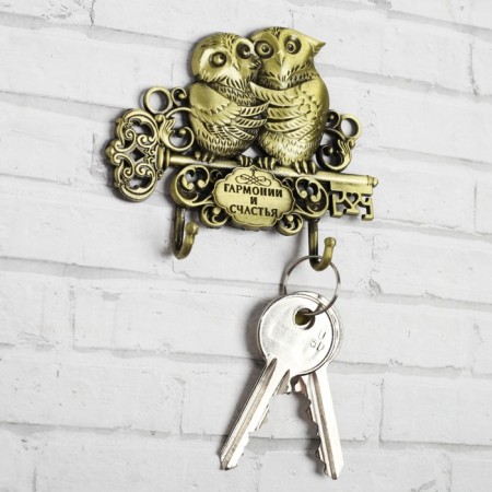 The keybox is wall -mounted "Harmony and Happiness", two owls, 8.7 x 7 cm.-1