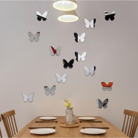 Interior stickers "butterflies", mirror, decor on the wall, set 20 pcs, pcs 7.5 x 9 cm-4
