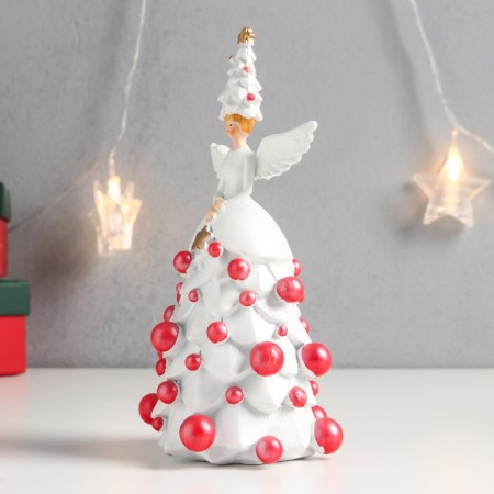 Souvenir Polystone "New Year's Angel with a Christmas tree and New Year's balls" 18x8.5x8.5 cm-2