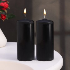 Candle cylinder, 5x11.5 cm, set 2 pcs, black