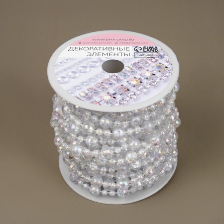 Beads on threads, with holography, 8 mm, 9 ± 1 m, the color is transparent-2