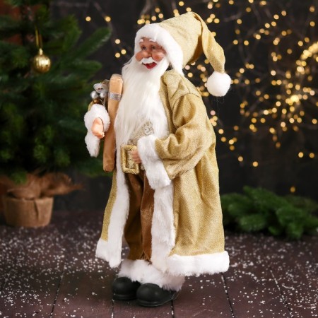 Santa Claus "in a cap, a gift and berries" 46 cm, gold-3