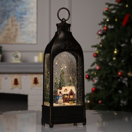 LED figure "Winter Town", 36x12.8x6.5 cm, music, aah3, USB, glow warm white