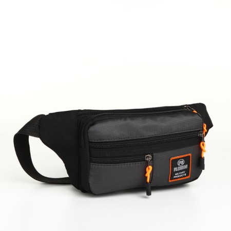 Lightning waist bag, 3 outer pockets, gray/black color