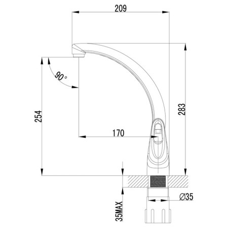 Lemark Luna LM4155C kitchen mixer, single -leaf, pour length 170 mm, chrome-1