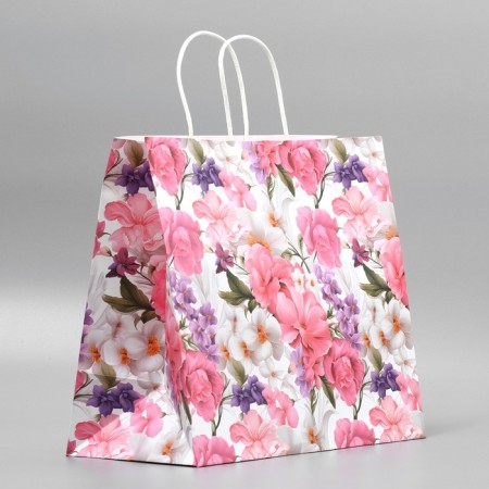 Gift Craft Package, Packaging, “Gift for You”, Flowers, 32 x 28 x 15 cm