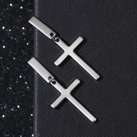 Earrings Metal "Crosses" are small, silver color-1