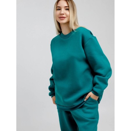 Women's sweated sweatshirt, size 56, turquoise color-7