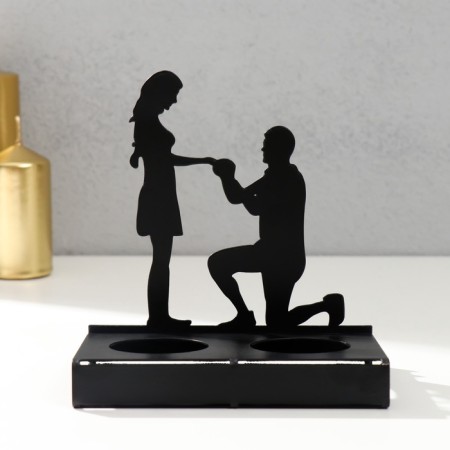 Summary Metal for 2 candles "Dry" black 12.5x12x6.8 cm-4