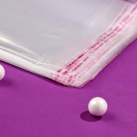BOPP package with adhesive valve, transparent 14 x 16/4 cm, 25 μm-3