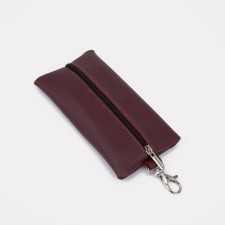 Key of zipper, length 15 cm, ring, carbine, burgundy color