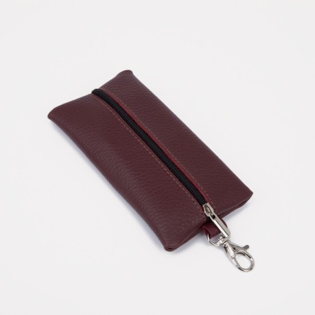 Key of zipper, length 15 cm, ring, carbine, burgundy color