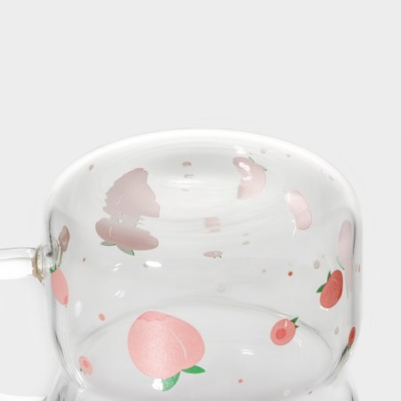 Glass mug with silicone lid and pipe "Frutis", 400 ml, color mix-6